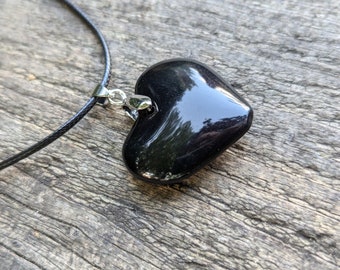 Handcrafted Black Heart Pendant Necklace
