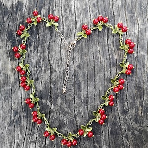 Collier baies de Bourgogne : cadeau vintage bijoux floraux faits main pour elle
