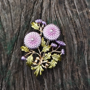 Scottish Thistle Brooch, Pink Flower Brooch Bouquet, Vintage Elegant Brooch, Gift, Daily Jewelry, Modern Brooch, Unique Brooch, Enamel Pin