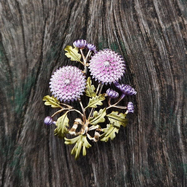 Scottish Thistle Brooch, Pink Flower Brooch Bouquet, Vintage Elegant Brooch, Gift, Daily Jewelry, Modern Brooch, Unique Brooch, Enamel Pin