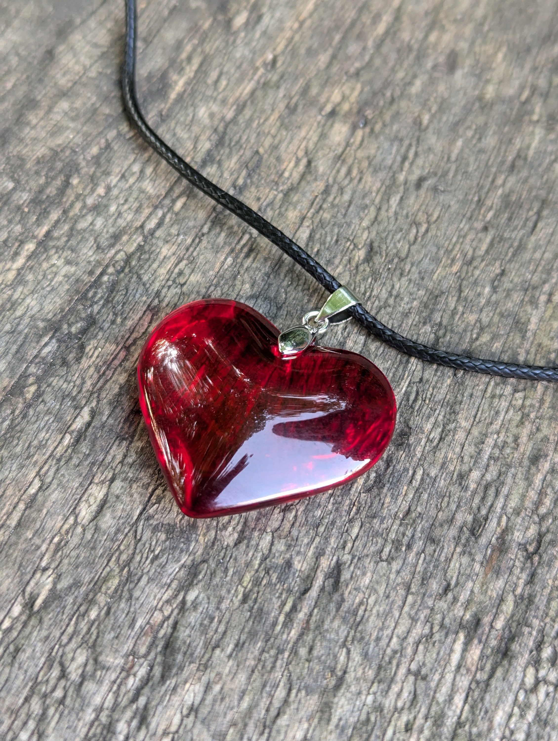 Handcrafted Red Heart Glass Pendant Necklace - Etsy