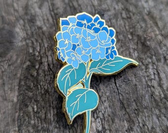 Hydrangea Enamel Pin – Blue Flower