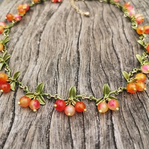 Vintage Peach Berry Necklace - Elegant & Beautiful, Handmade Minimalist Gift for Her
