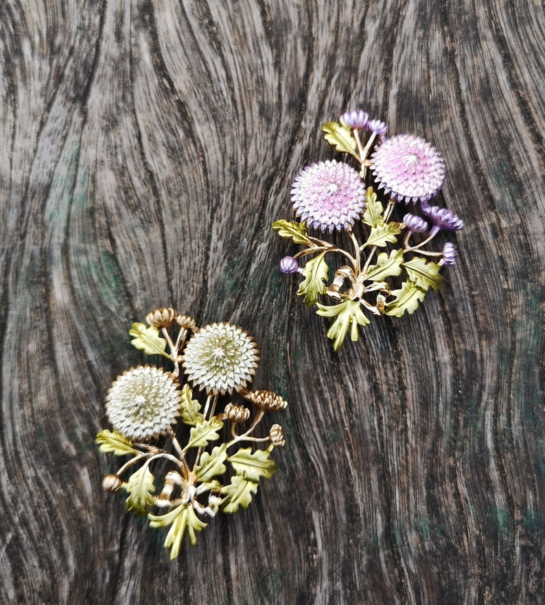 Schottische Distel Brosche, Rosa Blumen Brosche, Vintage Elegante Brosche, Geschenk, Täglicher Schmuck, Moderne Brosche, Einzigartige Brosche, Emaille Pin Bild 2