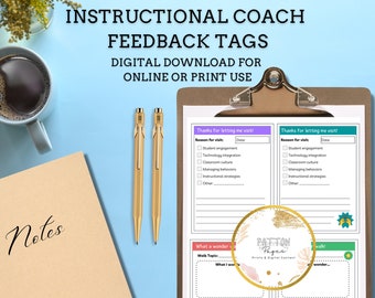 Instructional Coach Feedback Cards/Tags