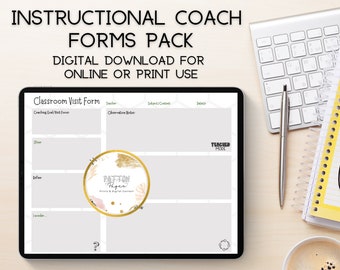 Instructional Coach Forms Pack (3)- Classroom Observation, Meeting, Reflection - Digital Download