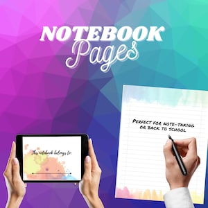 Páginas de cuaderno - tema acuarela- tema arco iris - papelería - descarga digital PDF