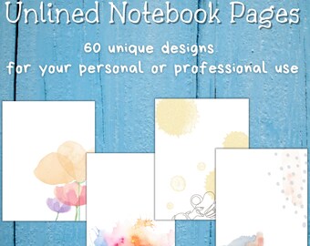 Unlined Notebook Pages - stationery- watercolor aesthetic - journal - diary