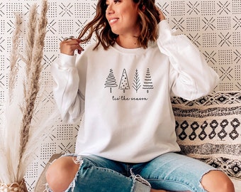 Tis' The Season Sweater | Unisex Crewneck | Gifts For Her | Christmas Gift | Holiday Sweatshirt | Comfy Christmas Sweater | Minimalist Trees