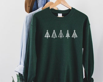 Christmas Trees Sweater | Unisex Crewneck | Gifts For Her | Christmas Gift | Holiday Sweatshirt | Comfy Christmas Sweater | Minimalist Trees