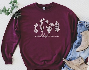 Wildflower Sweater | Unisex Crewneck | Gifts for her | Flower Lover | Plant Lover | Minimalist Sweatshirt