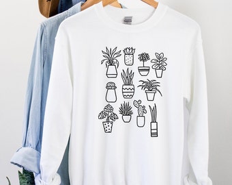 Plants Sweater | Houseplants Sweatshirt | Crazy Plant Lady | Gifts for her | Womens Fashion | Unisex Crewneck | Succulents | Potted Plants