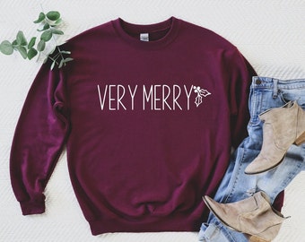 Very Merry Sweater | Unisex Crewneck | Gifts For Her | Christmas Gift | Holiday Sweatshirt | Comfy Christmas Sweater | Mistletoe