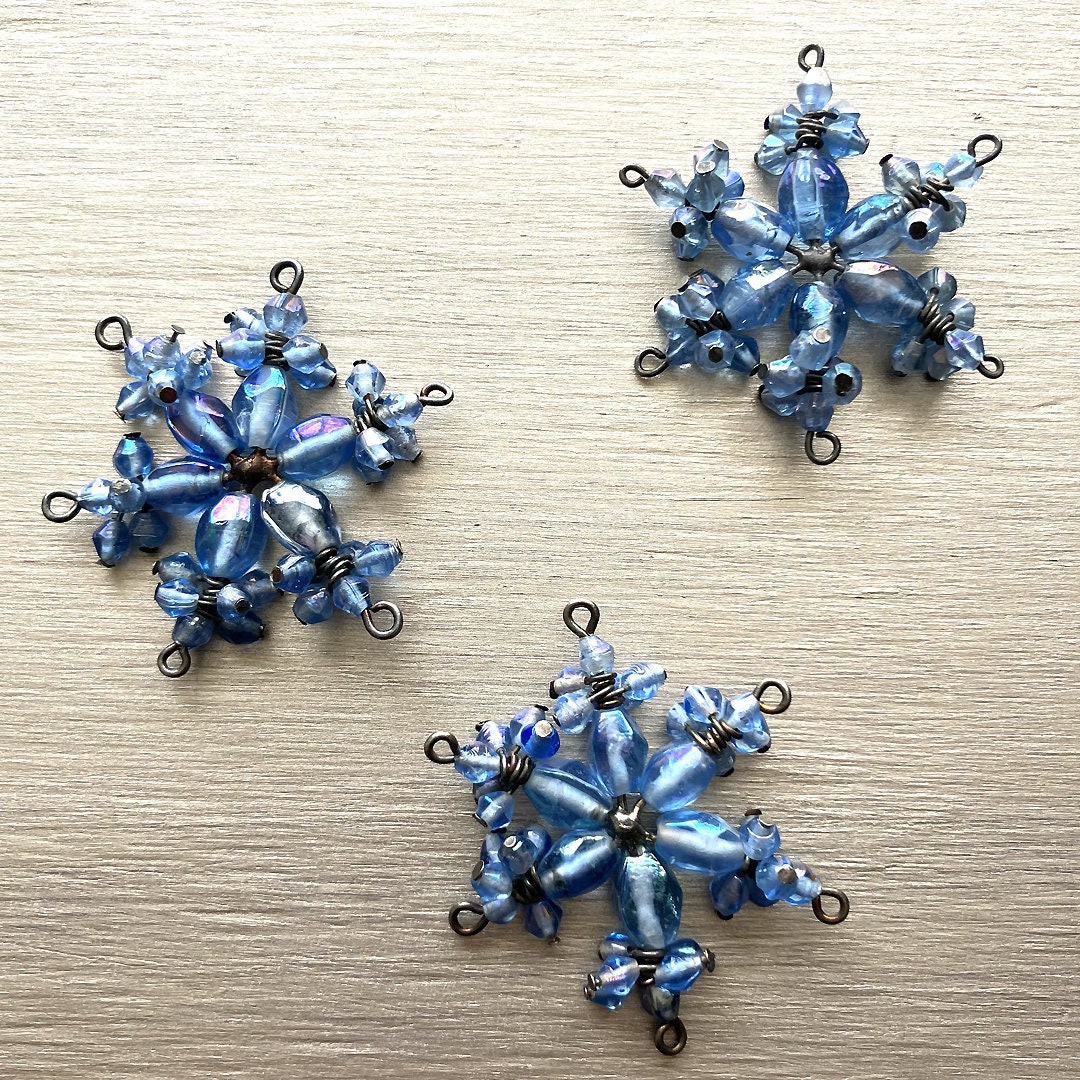 Handmade Glass Beaded Snowflake Ornaments Etsy