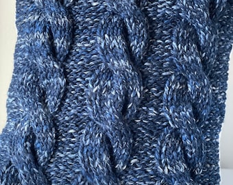 Cozy & Classy Blue Cable Knit 16” Sofa Pillow