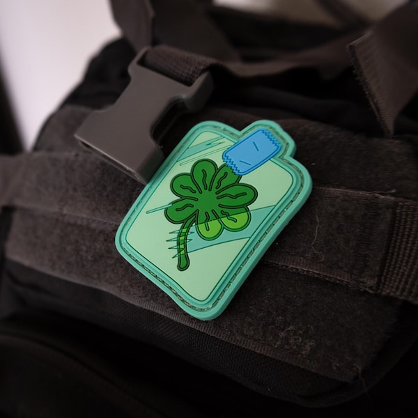 Lucky Seven Leaf Clover Morale Patch — PVC hook and loop tactical gear accessory