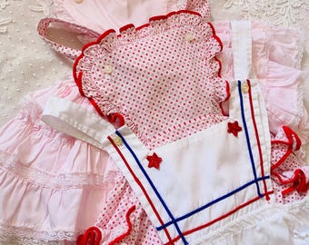 9-12 months: Embroidered Baby Girl Romper Vintage Little Craft Originals Sunsuit 1st Birthday Outfit Cake Smash Beach Holidays Baby Clothes