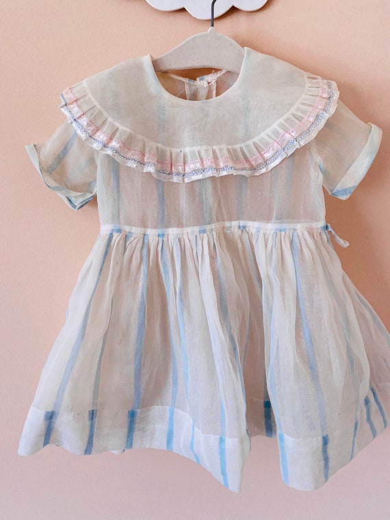18-24 months: 1950s Toddler Dress Flocked Nylon O… - image 4