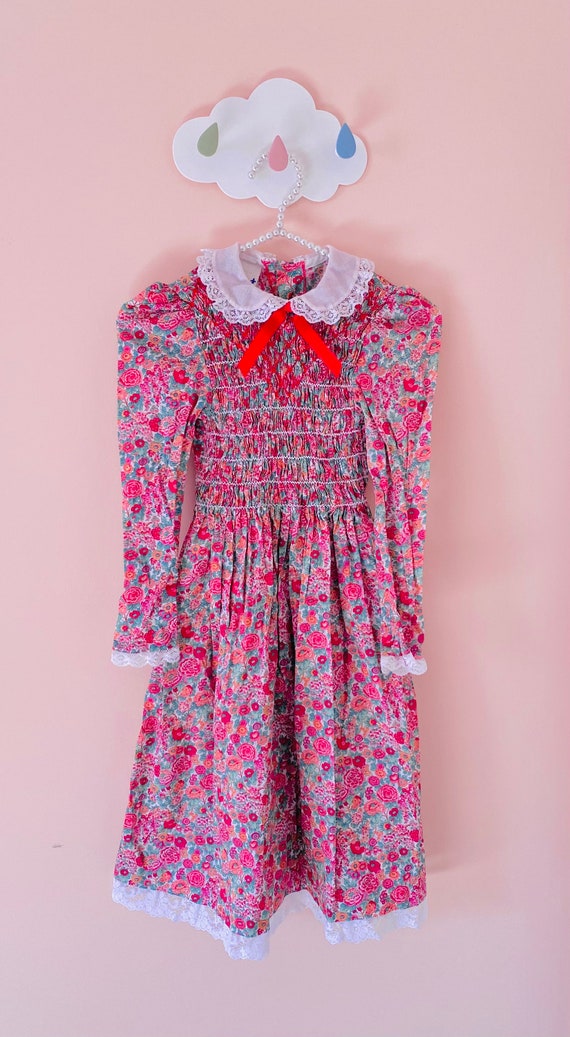 6-7 years: Floral Smocked Easter Dress Liberty of… - image 1