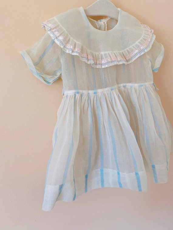18-24 months: 1950s Toddler Dress Flocked Nylon O… - image 5