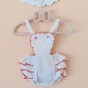 3 months: New Baby Girl Ruffled  Romper Baby Girl Going Home Outfit Newborn Photoshoot Outfit Baby Shower Gift Vintage Baby Girl Clothes