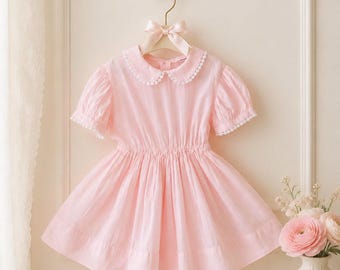 3T: Toddler Dress 1950s Girls Dress Pink Vintage Toddler Girl Clothes 3rd Birthday Outfit Little Girl Dresses