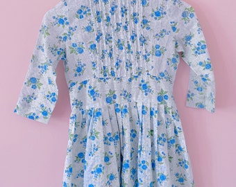 6 jaar: Vintage bloemenprint lentejurk Blauwe bloemenjurk Twirly bloemenjurk 6e verjaardag jurk Tea Party Dress School overweging jurk