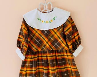 5-6 years: Vintage Fall Dress Girls Dress Fall Colors Dress for Girls Thanksgiving Outfit 1950s Dresses Vintage Girl Clothes