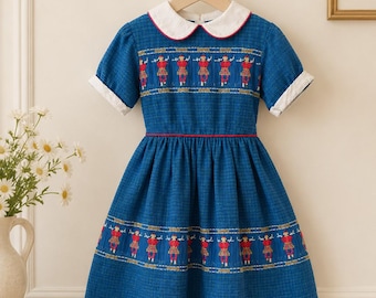 6 years: Thanksgiving Outfit Girl Plaid Fall Dresses Embroidered 1950s Girl Dress Vintage Girls Dresses Fall Photoshoot Outfit Girls
