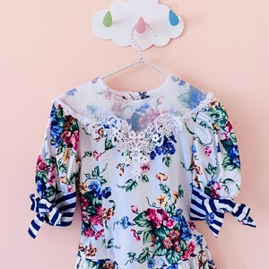 12-14 years: Floral Dress for Girls 80s Girly Dress Romantic Dress Twirly Floral Dress Birthday Dress Tea Party Rose Garden Dress