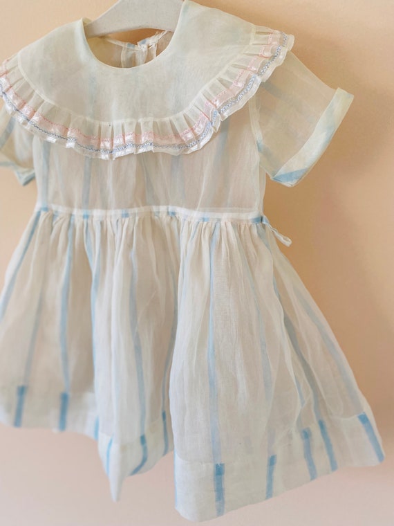 18-24 months: 1950s Toddler Dress Flocked Nylon O… - image 6