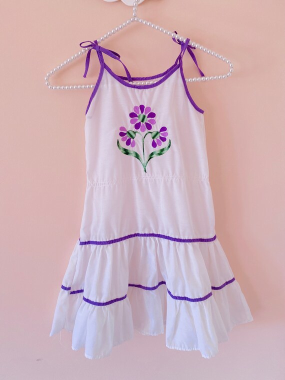 4T: 70s Embroidered Girls Sun Dress Beach Dress Su