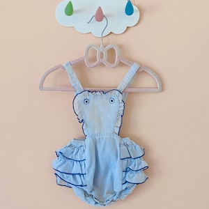 3 months: Ruffled Bottom Romper Baby Girl Going Home Outfit Newborn Photoshoot Outfit Baby Shower Gift Vintage Baby Girl Clothes