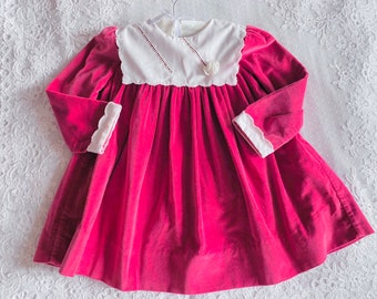 2-3T: Meisjes Christian Dior Berry roze jurk Valentijnsdag roze peuter outfit VDay peuter roze fluwelen jurk 3e verjaardag jurk cadeau voor nichtje