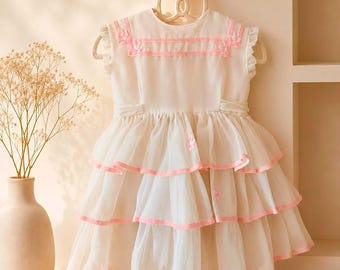 4T: Princess Style Girl Dress Sheer Pageant Dress for Girls Flower Girl Dress 1950s Toddler Clothes Birthday Girl Dress Vintage Baby Girl