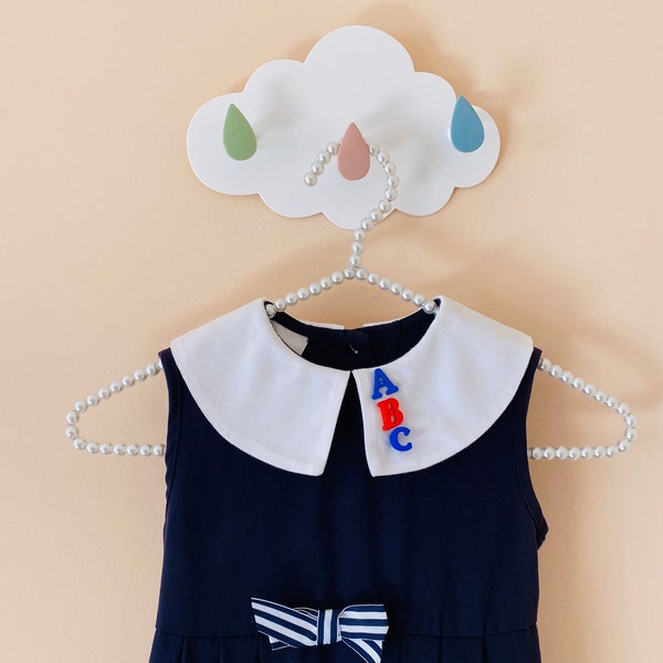 6x: Spring School Dress ABC Vintage Dress for First Day of School Themed Girl Dress Back to School Girl Dress with ABC Uniform Navy Dress