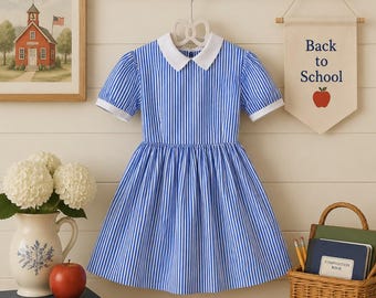5-6: Vintage 50s Girls Dress 1st Day of Kindergarten Dress Little Girls Dresses Girls Cotton Dresses Vintage Clothing Gift from Grandma