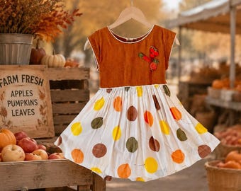 2T: 1950s Girl Fall Dress Back to School Dress Thanksgiving Outfit Pumpkin Patch Pictures Vintage Toddler Dresses Heirloom Girl Dresses