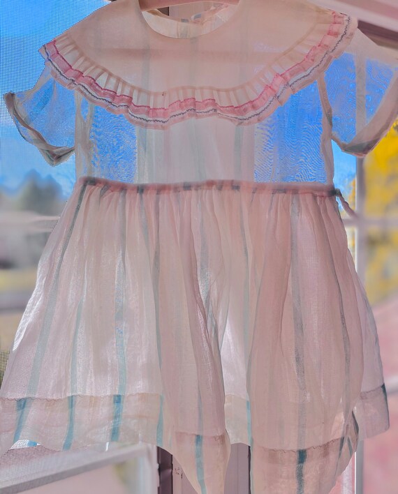 18-24 months: 1950s Toddler Dress Flocked Nylon O… - image 3