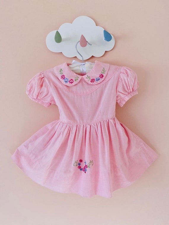 12-18 months: First Birthday Pink Dress Embroider… - image 1
