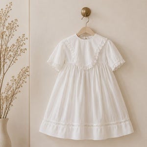 white cotton dress 2t White Lace Dress with Pockets  Cotton Girls Dress