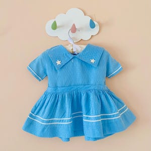9-12 months: Sailor Dress for Baby Girls Vintage Nautical Dress Vintage Blue Sailor Girl Dress Americana Dress for Girls 4th of July Outfit