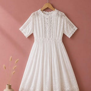 cotton eyelet communion dress Anna Cotton Communion Dress