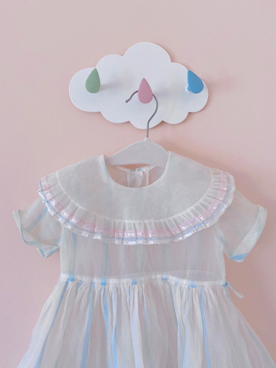 18-24 months: 1950s Toddler Dress Flocked Nylon O… - image 2