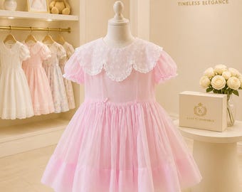 4T: 1950s Girls Dress Heirloom Toddler Dress Pink Birthday Dress 1950s Girl Pink Organdy Party Dress Flower Girl Dress Little Girls Dresses