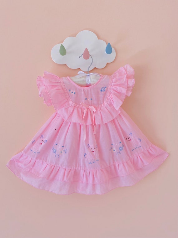 9-12 months: 1st Birthday Dress Embroidered Pink  