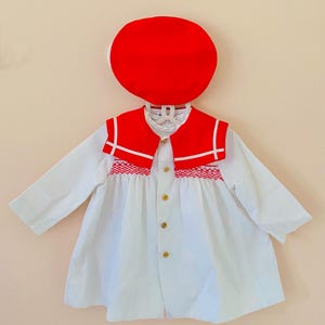 12-18 Monate: Baby Mädchen Kleid Sailor Hut Vintage Nautisches Kleid Americana Kleid Outfit für Mädchen 4. Juli Outfit