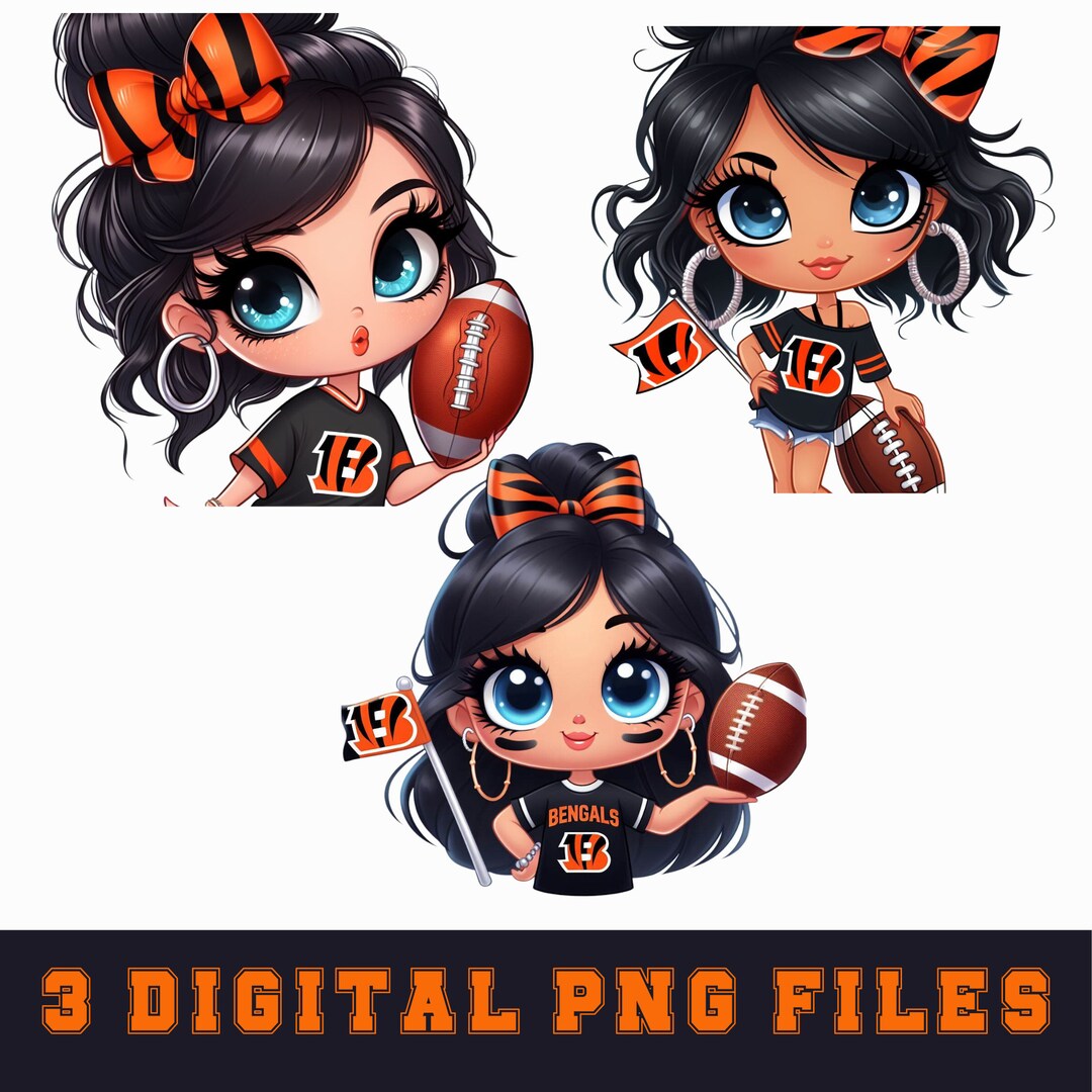 Cute Cartoon Football Fan Girls PNG Bundle of 3 Printable Etsy