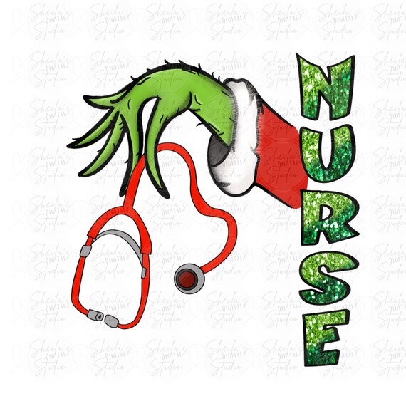 Cute Santa Grinch Nurse PNG Nurse Digital Download Christmas