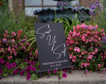 no assigned seating wedding sign Seat Yourself Sign, Seat Yo Self Sign, Wedding Seating Sign, Ceremony Seating Sign, Wedding Decor, Custom Acrylic Sign